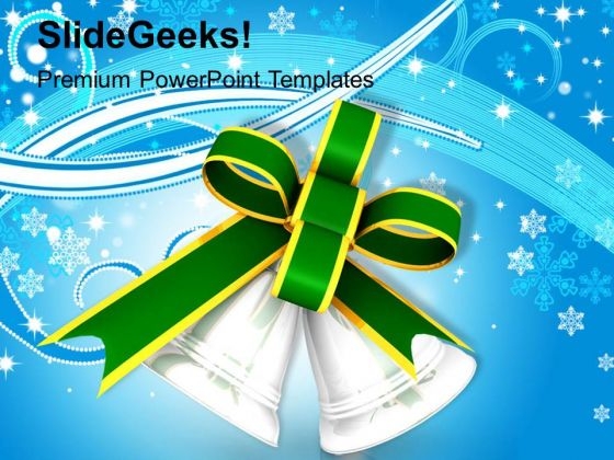 Silver Bells With Green Bow PowerPoint Templates Ppt Backgrounds For Slides 1212 Silver Bells With Green Bow PowerPoint Templates Ppt Backgrounds For Slides 1212