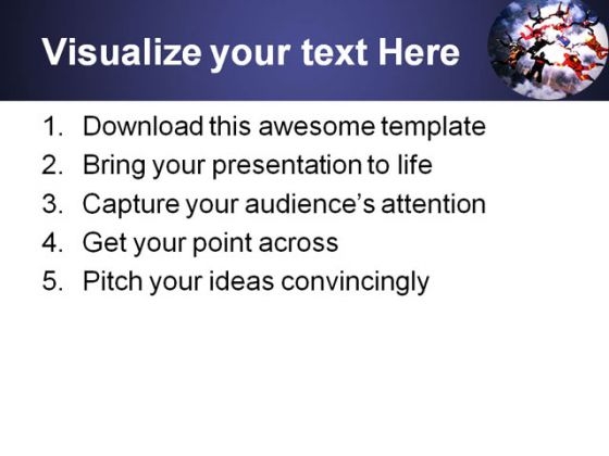 Sky Diving Teamwork PowerPoint Template 0610 slides content ready