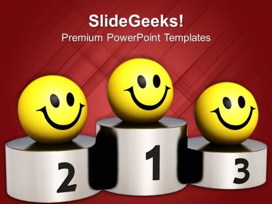 Smileys On Winner Podium Competition PowerPoint Templates Ppt Backgrounds For Slides 0113 Smileys On Winner Podium Competition PowerPoint Templates Ppt Backgrounds For Slides 0113