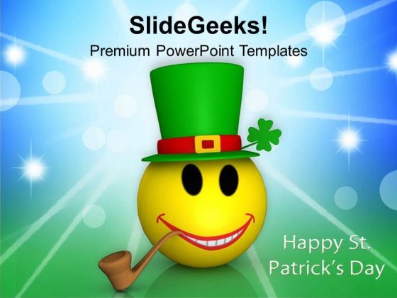 Smiling Emoticon Abstract Patricks Day PowerPoint Templates Ppt Backgrounds For Slides 0313