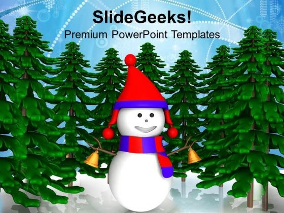 Snowman And Pine Trees Winter Background PowerPoint Templates Ppt Backgrounds For Slides 1212 Snowman And Pine Trees Winter Background PowerPoint Templates Ppt Backgrounds For Slides 1212