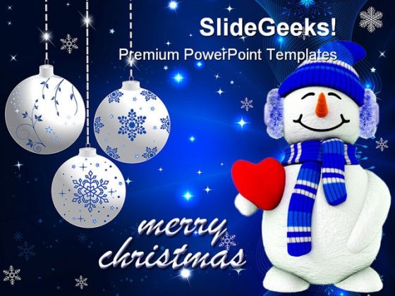snowman christmas holidays powerpoint template 1110 title
