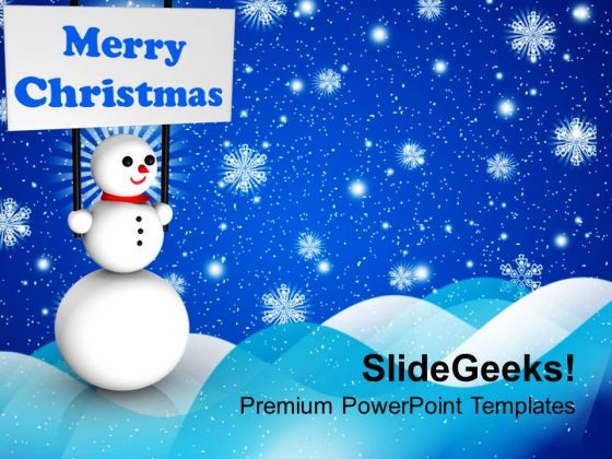 Snowman Holding Banner On Christmas Background PowerPoint Templates Ppt Backgrounds For Slides 1112 Snowman Holding Banner On Christmas Background PowerPoint Templates Ppt Backgrounds For Slides 1112