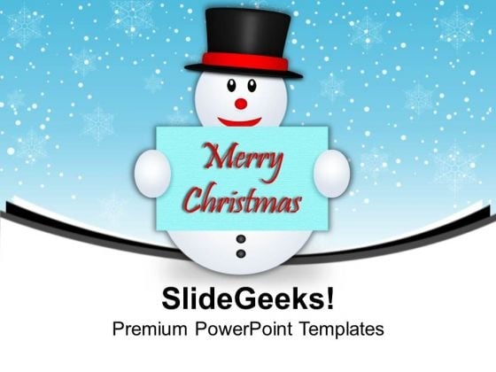 Snowman Holding Postcard Christmas PowerPoint Templates Ppt Backgrounds For Slides 0113 Snowman Holding Postcard Christmas PowerPoint Templates Ppt Backgrounds For Slides 0113