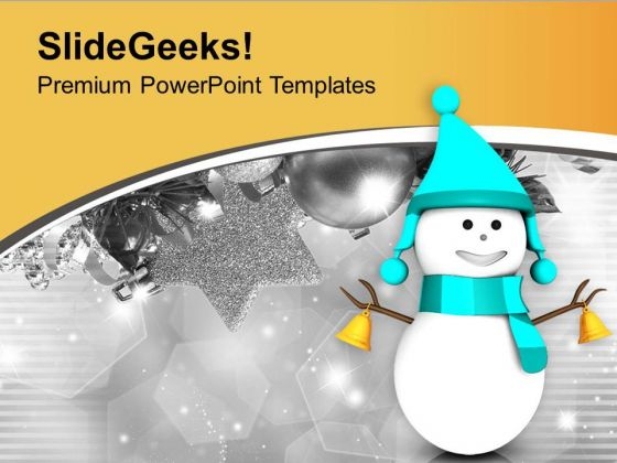 Snowman In Skyblue Dress Christmas Theme PowerPoint Templates Ppt Backgrounds For Slides 0713 Snowman In Skyblue Dress Christmas Theme PowerPoint Templates Ppt Backgrounds For Slides 0713
