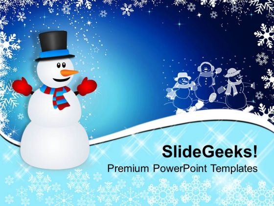 Snowman On Christmas Background PowerPoint Templates Ppt Backgrounds For Slides 1112 Snowman On Christmas Background PowerPoint Templates Ppt Backgrounds For Slides 1112