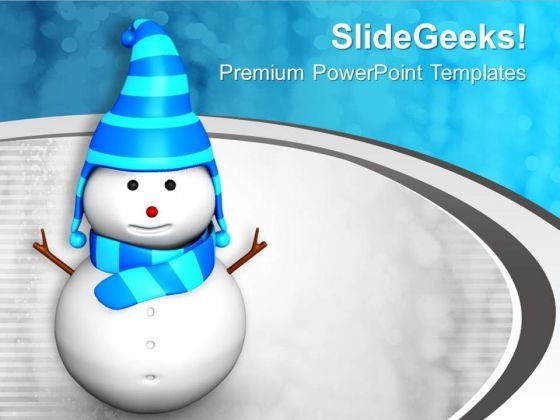 Snowman On Stylish Background PowerPoint Templates Ppt Backgrounds For Slides 0113