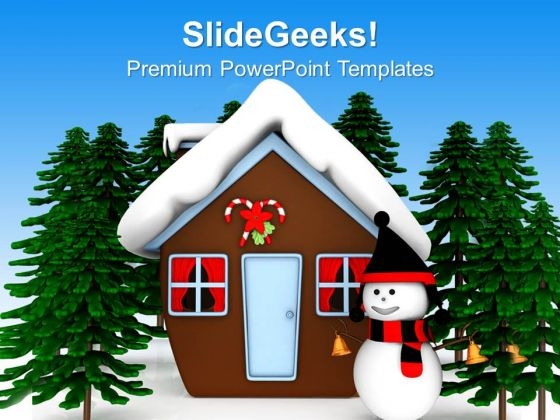 Snowman Standing Out Of The Hut Winter PowerPoint Templates Ppt Backgrounds For Slides 1212 Snowman Standing Out Of The Hut Winter PowerPoint Templates Ppt Backgrounds For Slides 1212