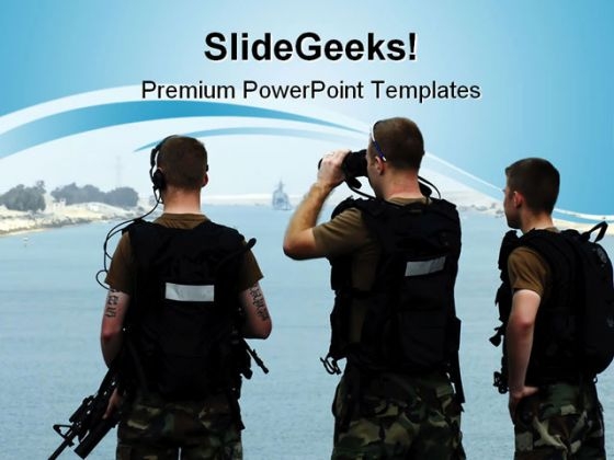 Soldiers On Watch Security PowerPoint Themes And PowerPoint Slides 0811