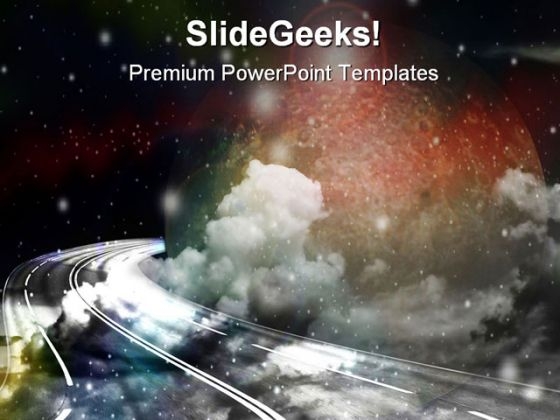 Space Route Science PowerPoint Template 0910