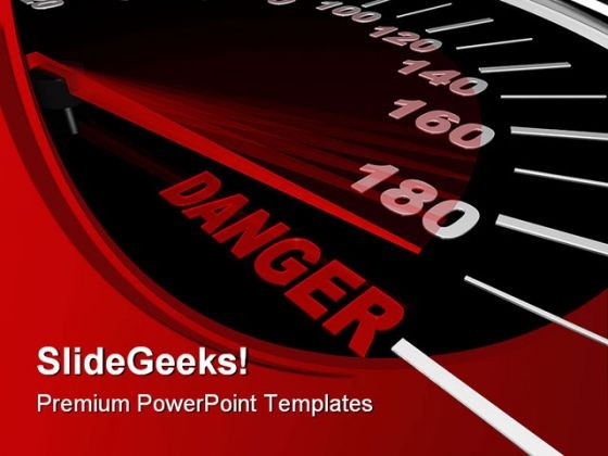 Speedometer Shows Danger Travel PowerPoint Themes And PowerPoint Slides 0411