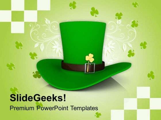 st patricks day hat with clover holidays powerpoint templates ppt