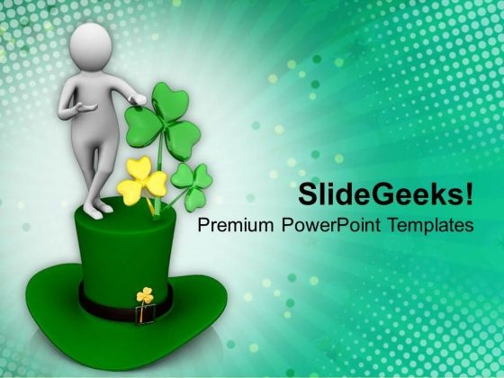 St Patricks Day With Shamrock Holiday PowerPoint Templates Ppt Backgrounds For Slides 0313