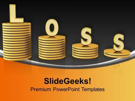 Stack Of Gold Coins With Loss Failure PowerPoint Templates Ppt Backgrounds For Slides 0313 Stack Of Gold Coins With Loss Failure PowerPoint Templates Ppt Backgrounds For Slides 0313