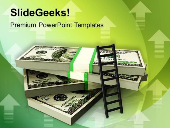 Stack Of Money With A Ladder PowerPoint Templates Ppt Backgrounds For Slides 0213
