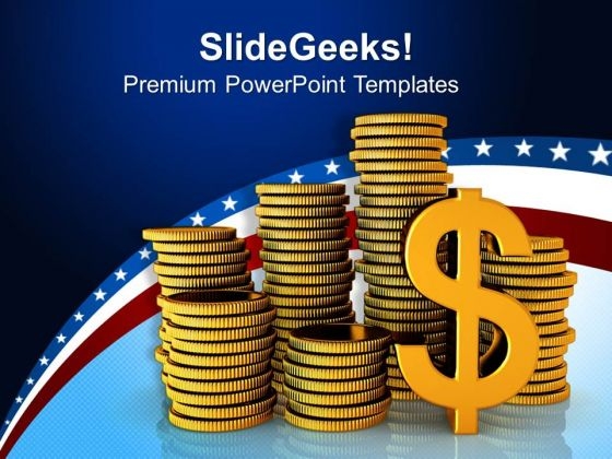 Stacks Of Gold Coins And Dollar Savings PowerPoint Templates And PowerPoint Themes 0912 Stacks Of Gold Coins And Dollar Savings PowerPoint Templates And PowerPoint Themes 0912
