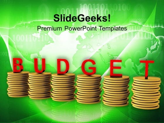 Stacks Of Golden Coins And Budget PowerPoint Templates Ppt Backgrounds For Slides 0713 Stacks Of Golden Coins And Budget PowerPoint Templates Ppt Backgrounds For Slides 0713