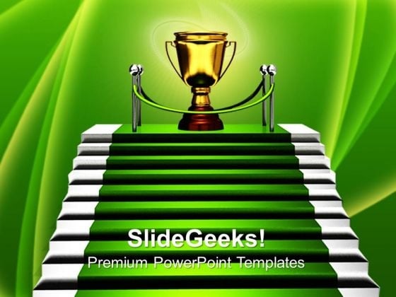 Stairs With Trophy Success PowerPoint Templates And PowerPoint Themes 0712