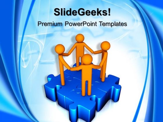 Standing On Puzzles With Holding Hands Business PowerPoint Templates And PowerPoint Themes 0912 Standing On Puzzles With Holding Hands Business PowerPoint Templates And PowerPoint Themes 0912