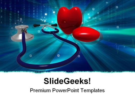Stethoscope Heart Medical PowerPoint Template 1110