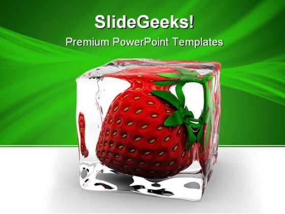 Strawberry In Ice Food PowerPoint Themes And PowerPoint Slides 0511 Strawberry In Ice Food PowerPoint Themes And PowerPoint Slides 0511