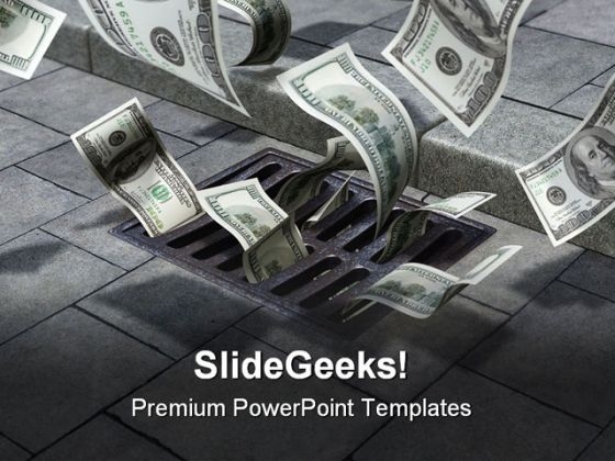 Street Drain Money PowerPoint Templates And PowerPoint Backgrounds 0611