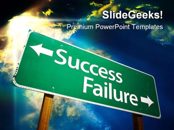 Success Failure Road Sign Travel PowerPoint Template 1110 Success Failure Road Sign Travel PowerPoint Template 1110