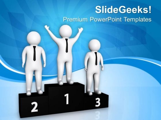 Successful Team On Winners Podium PowerPoint Templates Ppt Backgrounds For Slides 0713 Successful Team On Winners Podium PowerPoint Templates Ppt Backgrounds For Slides 0713