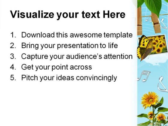 Sun Flowers Beauty PowerPoint Template 0610 professional editable