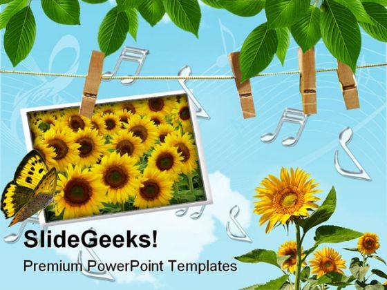 Sun Flowers Beauty PowerPoint Template 0610 Sun Flowers Beauty PowerPoint Template 0610