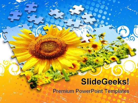 Sunflower Puzzle Background Beauty PowerPoint Themes And PowerPoint Slides 0411