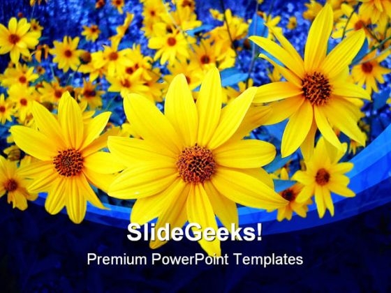 Sunflowers Beauty Background PowerPoint Template 1110