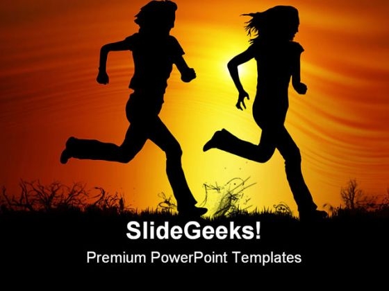 Sunset Joggers Health PowerPoint Templates And PowerPoint Backgrounds 0811 Sunset Joggers Health PowerPoint Templates And PowerPoint Backgrounds 0811