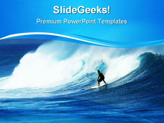 Surfer In Heavy Swells Vacation PowerPoint Templates And PowerPoint Backgrounds 0811
