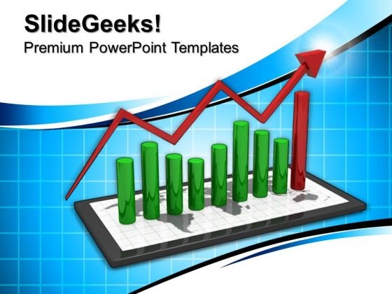 Tablet With Bar Graph Success PowerPoint Templates And PowerPoint Themes 0712