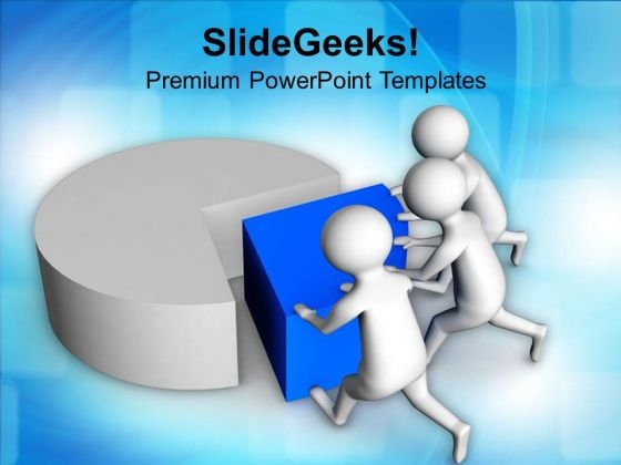 Team Efforts To Complete The Task Pie Chart PowerPoint Templates Ppt Backgrounds For Slides 0813 Team Efforts To Complete The Task Pie Chart PowerPoint Templates Ppt Backgrounds For Slides 0813