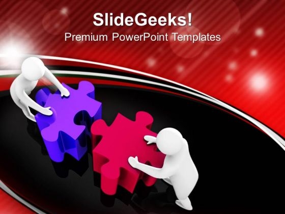Team Joining Two Jigsaw Puzzles PowerPoint Templates Ppt Backgrounds For Slides 0213