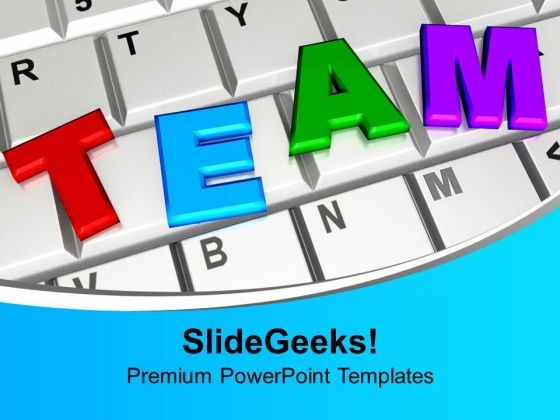 Team On Keyboard Computer Internet PowerPoint Templates Ppt Backgrounds For Slides 0113