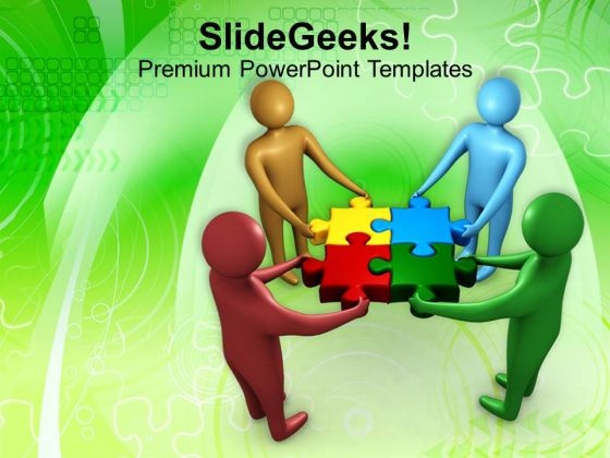 Team Working Together To Solve The Puzzle PowerPoint Templates Ppt Backgrounds For Slides 0113