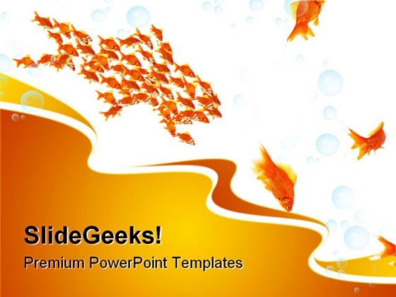 Teamwork Golden Fish Business PowerPoint Themes And PowerPoint Slides 0511