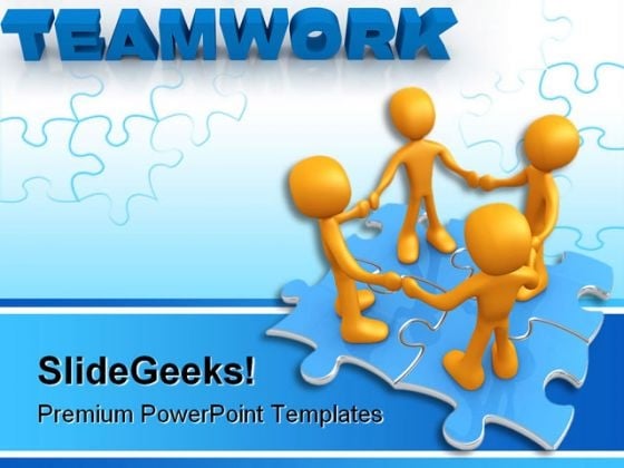 Teamwork Puzzle Business PowerPoint Template 0610