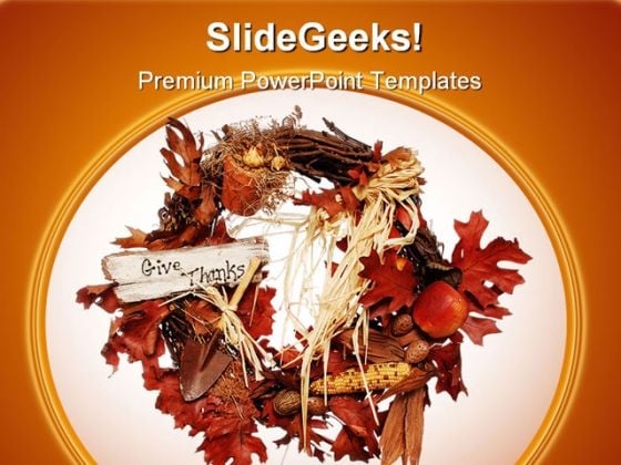 Thanksgiving Wreath Religion PowerPoint Template 1110 Thanksgiving Wreath Religion PowerPoint Template 1110