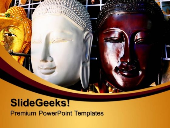 The Wooden Mask Of Buddha Festival PowerPoint Templates And PowerPoint Themes 0712