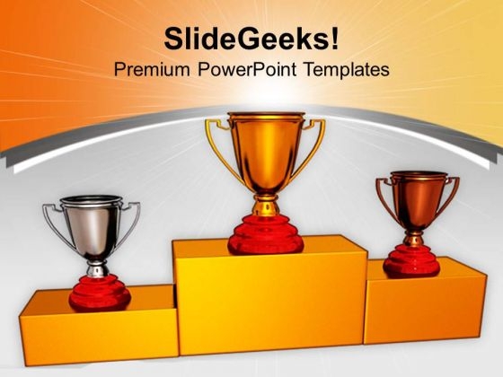 Trophies On Podium Winner Competition PowerPoint Templates Ppt Backgrounds For Slides 0213 Trophies On Podium Winner Competition PowerPoint Templates Ppt Backgrounds For Slides 0213