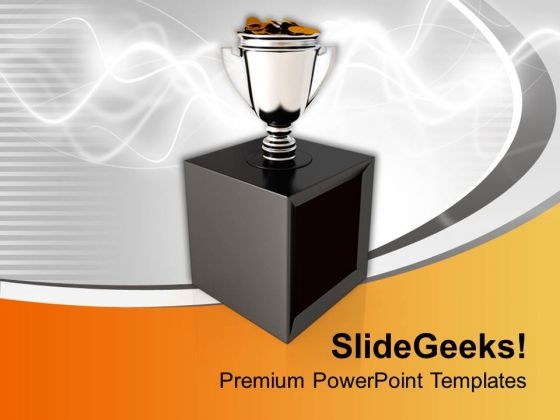 Trophy Cup Full Of Coins On Stylish Background PowerPoint Templates Ppt Backgrounds For Slides 0113 Trophy Cup Full Of Coins On Stylish Background PowerPoint Templates Ppt Backgrounds For Slides 0113