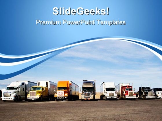 Trucks In Row Travel PowerPoint Templates And PowerPoint Backgrounds 0711 Trucks In Row Travel PowerPoint Templates And PowerPoint Backgrounds 0711