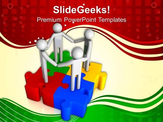 United People On Puzzles PowerPoint Templates And PowerPoint Themes 1012 United People On Puzzles PowerPoint Templates And PowerPoint Themes 1012