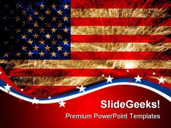 Us Flag Fireworkers Americana PowerPoint Templates And PowerPoint Backgrounds 0811