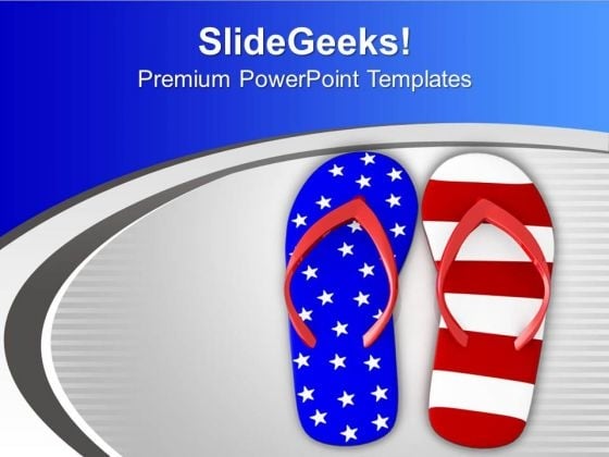 Us Flag Flip Flop For Vacation Theme PowerPoint Templates Ppt Backgrounds For Slides 0513