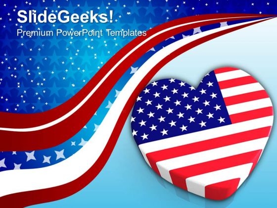 Us Flag In Heart Shape Americana PowerPoint Templates And PowerPoint Themes 0912